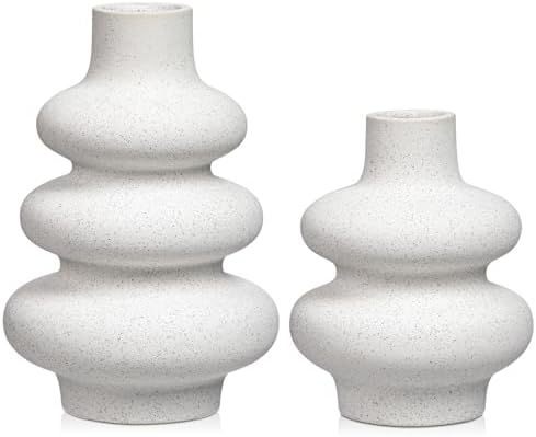 Briful Ceramic White Stacked Circles Vase Set