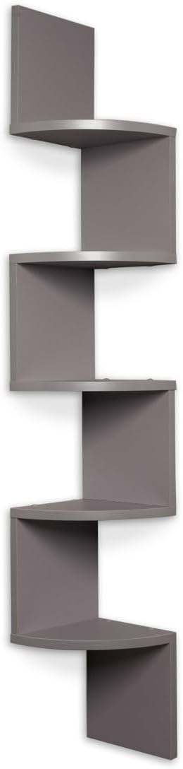 Danya B 5-Tier Corner Wall Shelving Unit Gray