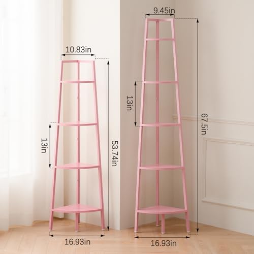 Yoobure 5-Tier Corner Bookshelf with Metal Frame