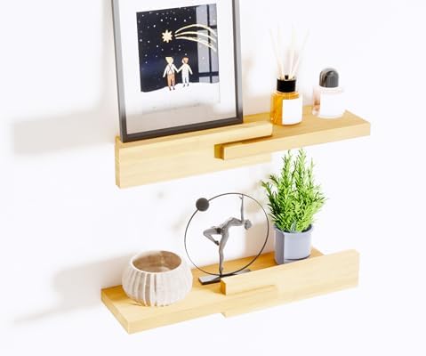 Modern Reversible Floating Shelves in Pine