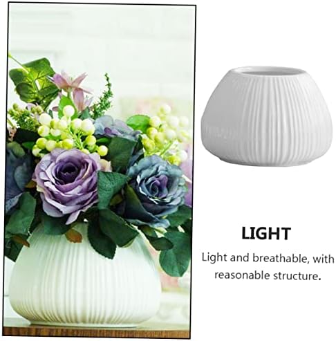 Vertical Striped Ceramic Flower Vase for Tabletop Decor