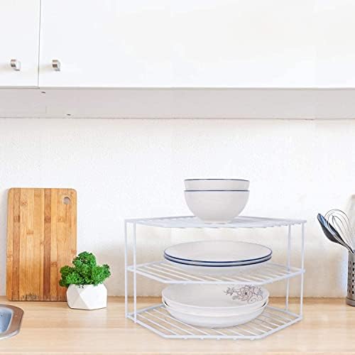 3-Tier Corner Shelf Organizer - Kitchen Storage White