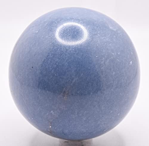 Blue Angelite Sphere Natural Crystal Decor Stone Ball with Stand