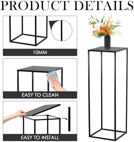 3 Pcs Black Metal Vase for Wedding Centerpieces