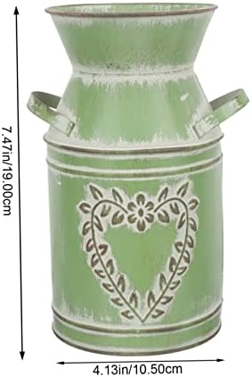 Rustic Dark Green Iron Flower Bucket Vase