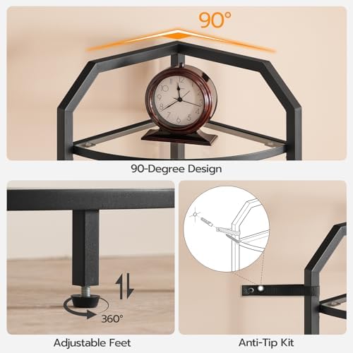 HOOBRO 5-Tier Corner Shelf Stand Black BK15CJ01