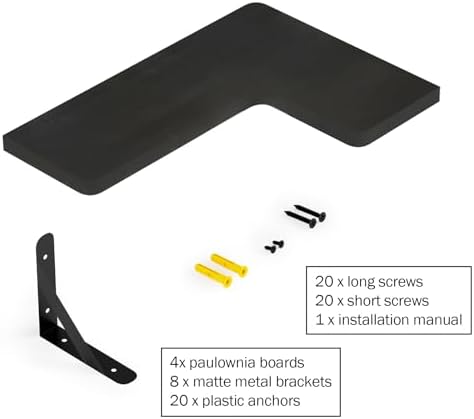 Muzilife Corner Floating Shelves Set of 4 Black