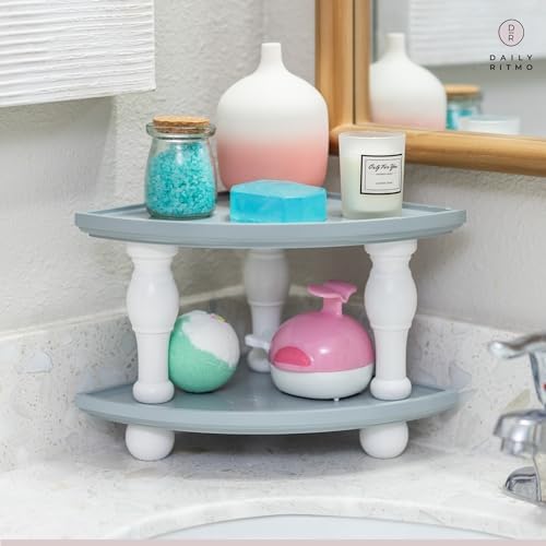 DAILY RITMO 2-Pack Grey White Corner Wood Shelf