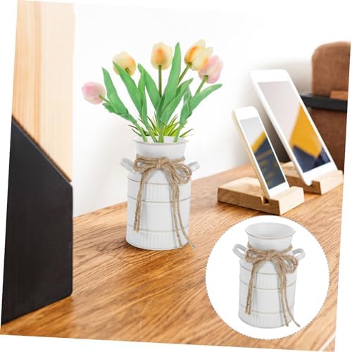 PRETYZOOM Vintage Iron Flower Vase with Handle