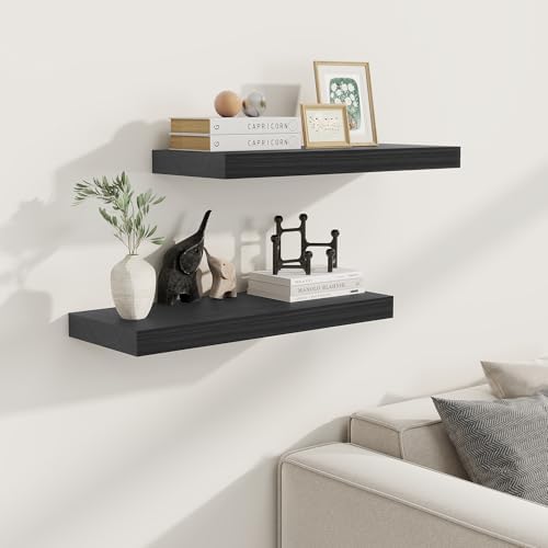 Fun Memories Black Floating Shelves 24 Inch Long Set of 2