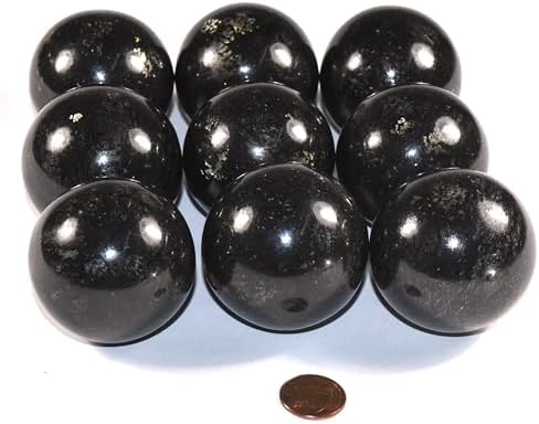 49mm Black Nuumite Carved Sphere with Stand