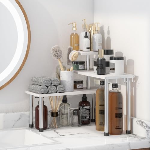 GHWIE 3 Tier Corner Shelf Organizer White