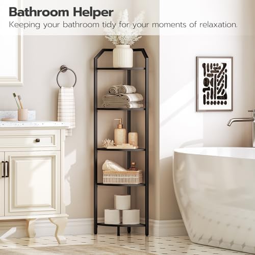 HOOBRO 5-Tier Corner Shelf Stand Black BK15CJ01