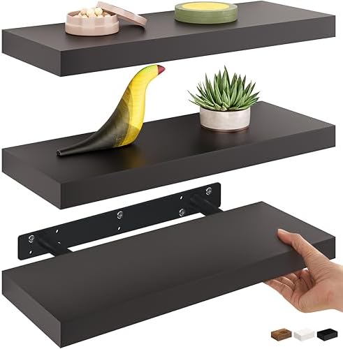 Ballucci Floating Shelves Set of 3 Black 16 Inch