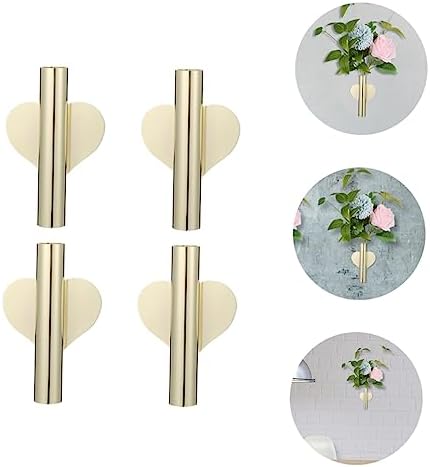 4pcs Heart-Shaped Wall Vases for Dried Flowers Decor
