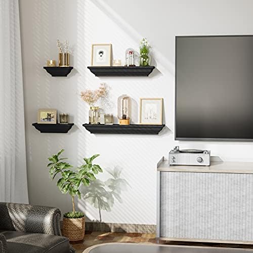 SRIWATANA Black Floating Shelves Set of 4