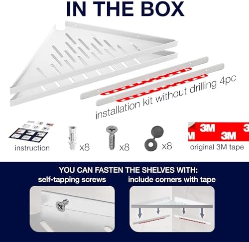 Corner Shower Shelf - Adhesive No Drill Installation