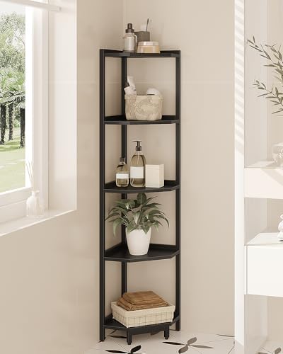 5-Tier Corner Bookshelf Stand with Metal Frame Black CS05906B