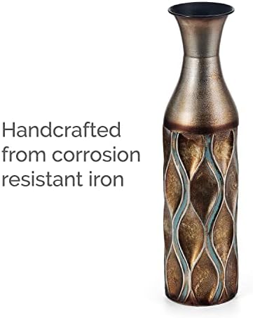 Elements Embossed Gold Wave Metal Vase 17-Inch
