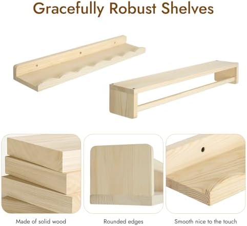 Ranxfloat 236 Inch Solid Wood Floating Bookshelf 21 Pack