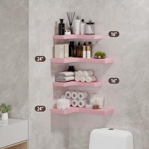 SAUMONIERES Corner Floating Shelves Set of 3 Pink