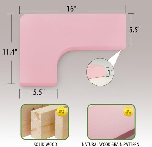 SAUMONIERES Corner Floating Shelves Set of 3 Pink