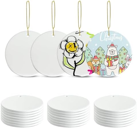 Sublimation Round Ornament Blanks 25Pcs for Heat Press Printing