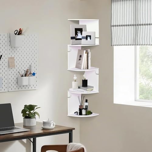 ShellKingdom 5 Tier Corner Shelf Wall Mount White