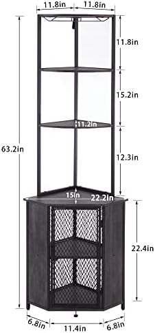 VECELO Corner Cabinet Tall Storage Shelf Bookshelf Display
