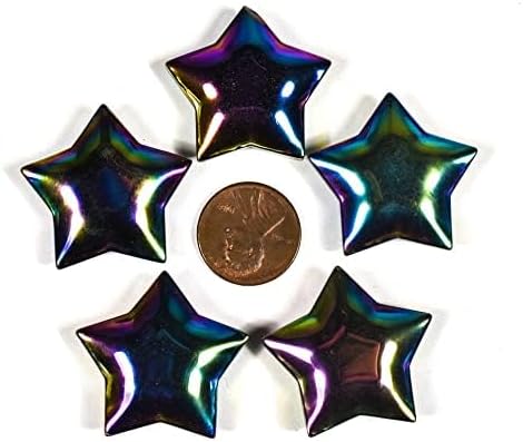 HQRP 28mm Rainbow Hematite Star Crystal Palm Stone - 1PC