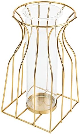 Cabilock Geometric Iron Art Flower Vase Glass Decor