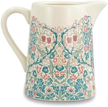 Blackthorn Teal Pink Ivory Ceramic Pitcher by John H Dearle
