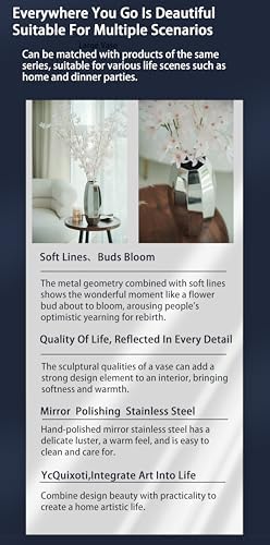 YcQuixoti Silver Prismatic Mirror Vase Stand 913 Inches Tall