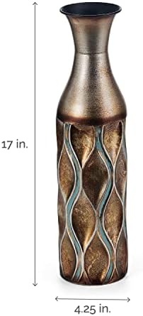Elements Embossed Gold Wave Metal Vase 17-Inch