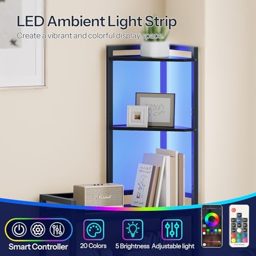 HOOBRO 5-Tier Corner Shelf with LED Light