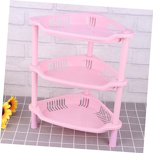 Ciieeo Pink 3-Tier Corner Shelf Storage Basket Rack