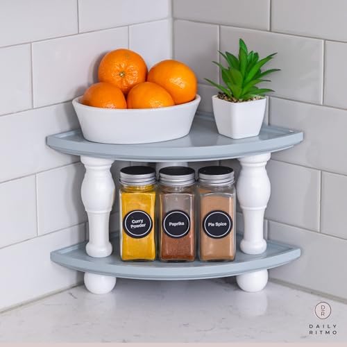 DAILY RITMO 2-Pack Grey White Corner Wood Shelf