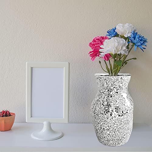 Stunning Handmade Mosaic Crackle Glass Vase