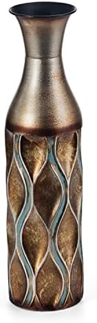 Elements Embossed Gold Wave Metal Vase 17-Inch