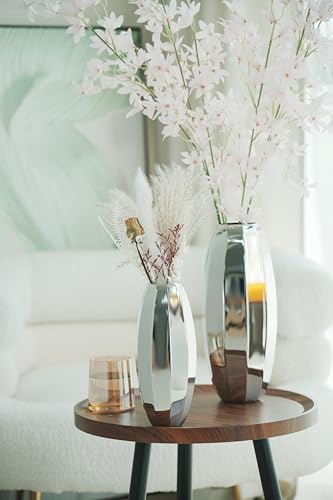 YcQuixoti Silver Prismatic Mirror Vase Stand 913 Inches Tall