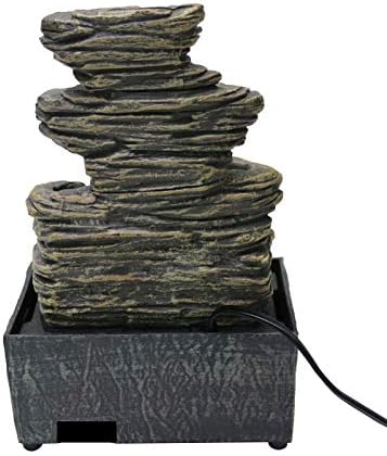 Natures Mark Cascading Rock Water Fountain with LED Lights 9 Inch