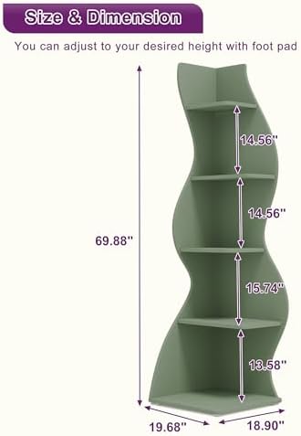 Modern Corner Shelf Storage Stand with 5 Tiers