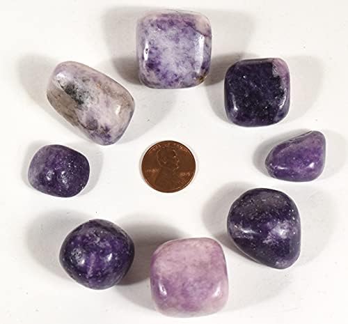 HQRP 5PCS Medium Purple Lepidolite Pebbles Natural Tumbled Stones