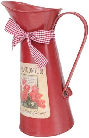 Rustic Metal Flower Bucket Vase for Home Decor