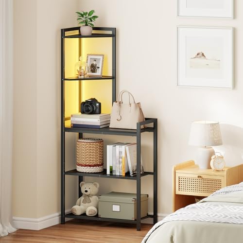 HOOBRO 5-Tier Corner Shelf with LED Light
