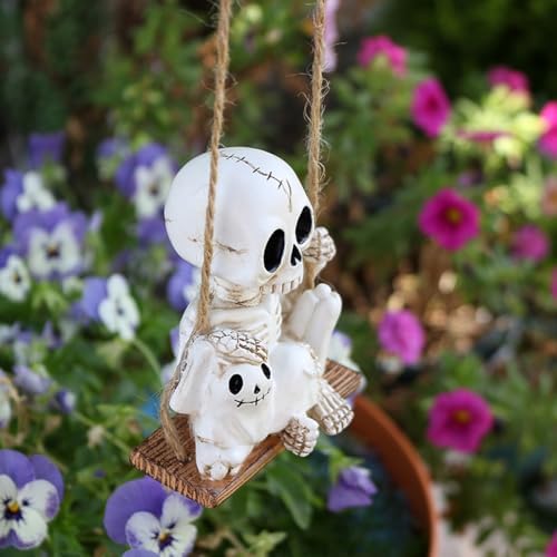 Halloween Skeleton Cat Swing Ornament - Spooky Decor