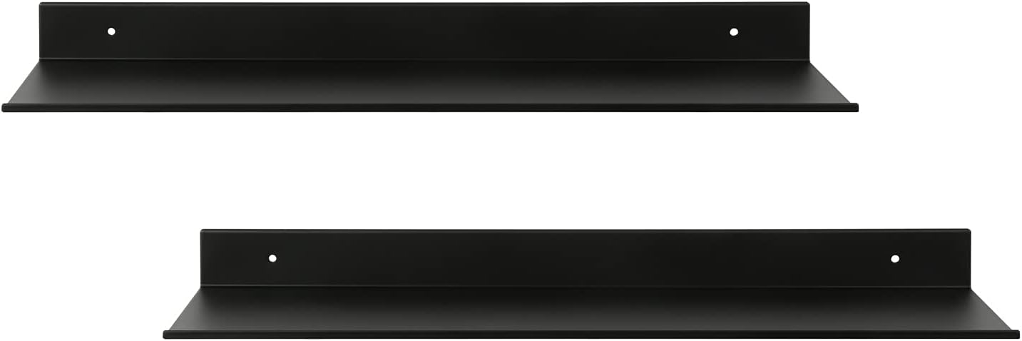 Z Metnal Wall Shelf 24 Inch Matt Black Ser of 2