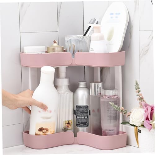 BIUDECO Two Layer Corner Shelf Organizer Pink