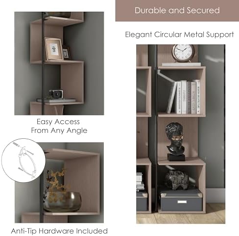 HOMES Inside Out Svenja 60 in Tall Corner Bookshelf 1