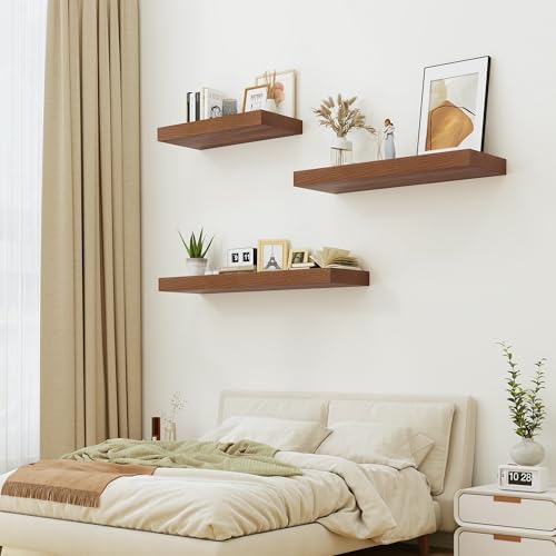 Heimlove Walnut Floating Wall Shelves 48x12